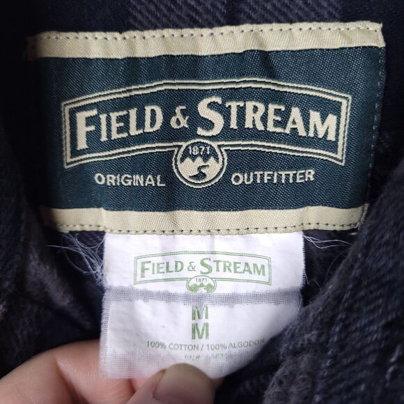 Field & Stream Flannel Shirt Mens Medium Plaid Navy Outdoor Heavyweight - Picture 9 of 9